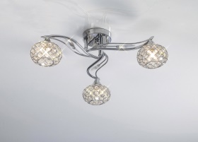 Leimo Polished Chrome Crystal Ceiling Lights Diyas Flush Crystal Fittings